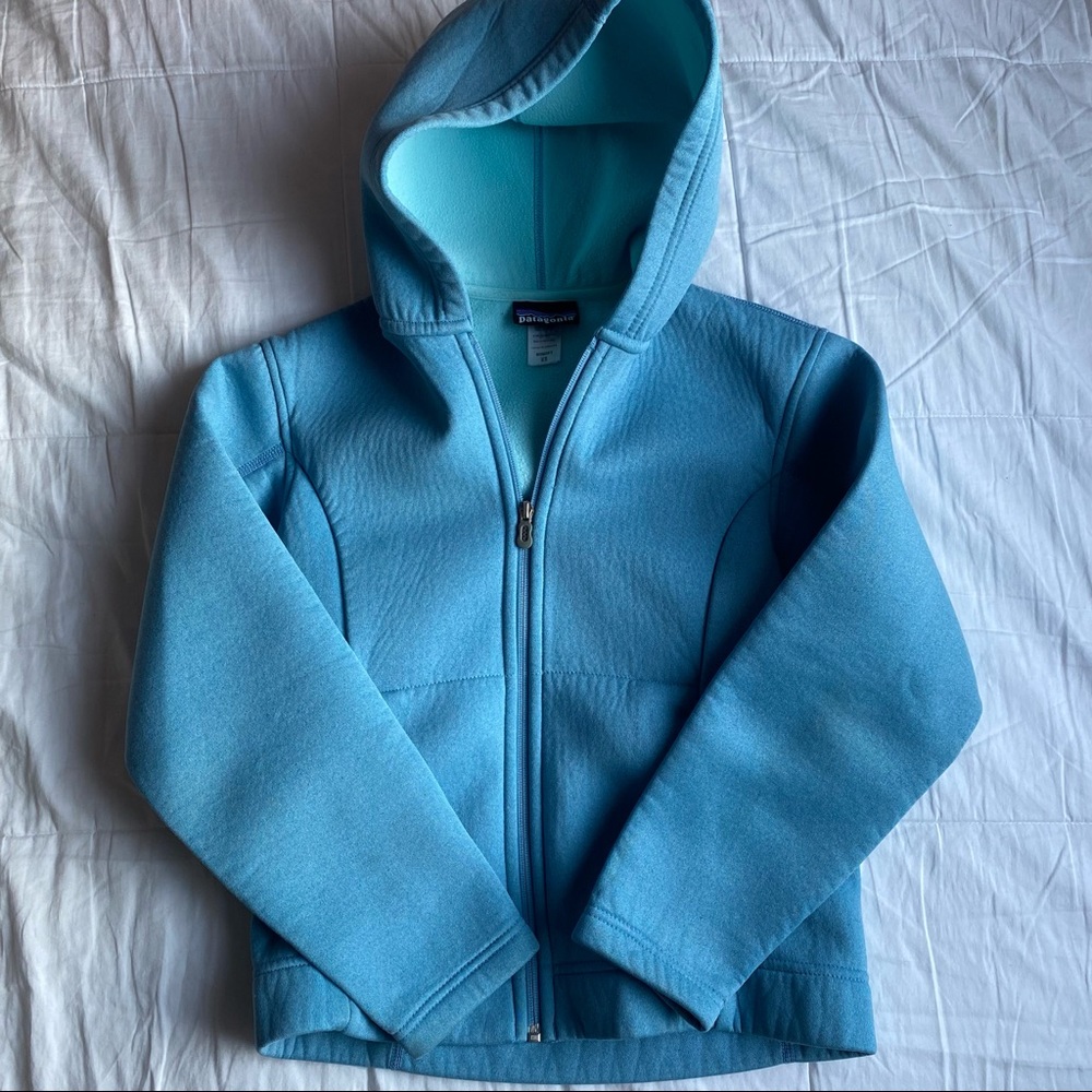 blue patagonia zip up hoodie